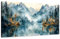 WENGTIAO Aquarelle Montagne Lac Tableau Decoration Murale Encadré Grande Toile Peinture Paysage Nature Forêt Arbre Brumeux Montagne Decoration Murale Salon Maison Deco Chambre 50x120cm