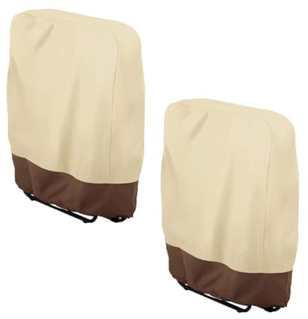 SEIWEI 2 Stück Outdoor Klappstuhl Abdeckungen, 82x93x22cm Wasserdicht Oxford Patio Stuhl Abdeckung für Haus Garten Möbel Schutz (Beige)