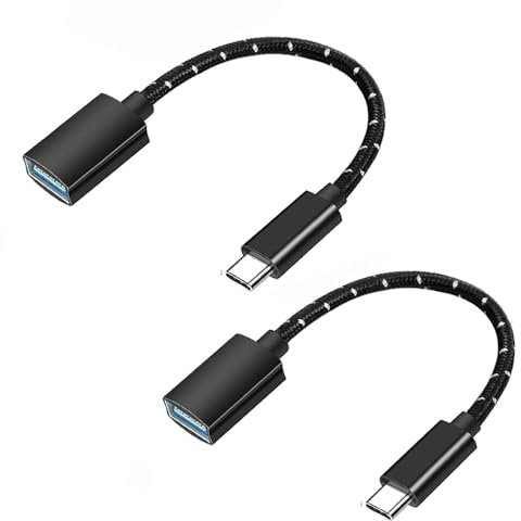 Sooiiyu Adaptador USB Tipo C, Aluminio Nylon Cable OTG Tipo C Macho a USB Hembra, Compatible con iPhone 16/15 Pro MAX, MacBook Pro/Air, iPad Pro, Samsung Galaxy S24/S23/S22, Huawei, Google Pixel