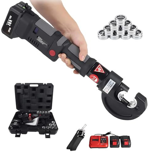 CIELOBLOEN Pinza Crimpatrice Idraulica Ricaricabile PRO | Pressatrice Multistrato con 2 Batterie 18V | per Officine Auto e Installazioni Solari