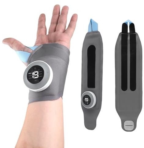 EMS & TENS Handgelenk Massagegerät, Kabelloses Massagegerat mit 3 Wärmestufen, 6 Massagemodi und 19 Stärke, Tragbar Wiederaufladbar Hand Massagegerät Für Arthritis-Schmerzen und Schwellungen