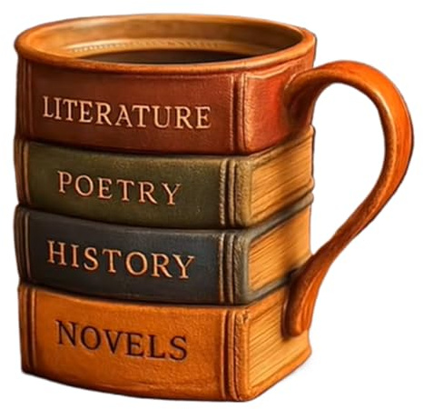 Tazza Con Libro Dipinto, 12X10CM 3D Tazza Da Caffè Pila Libri, Divertente Tazzas Caffè Lettura Fatta A Mano Con Manico Isolante, 2025 Tazze Tè Latte Con Libri, Per Regalo Gli Amanti Letteratura