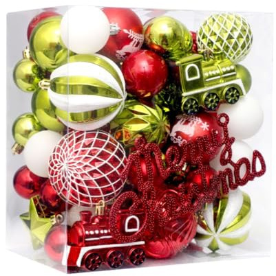 Lawnoval Set di ornamenti per albero di Natale palla di Natale 65 pezzi set oro blu rosso bianco ornamenti da appendere matrimoni decorazione festa appeso luci di Natale
