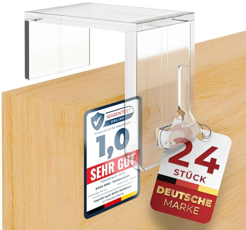 Bada Bing Fensterhaken 24er Set - Klemmbereich bis 25mm - Transparente Türhaken - Robuste und praktische Haken - Für jede Rahmenfarbe - Stabile Halterung Fenster - Ohne Kratzer am Fensterrahmen