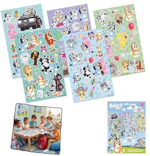 Bluey Sticker Set 5 Sheets 95 Waterproof Reusable Stickers for Kids Crafts Scrapbooking Laptop School Supplies Party Favours Birthday Christmas Gifts Bluey Bingo Bandit Chilli Characters