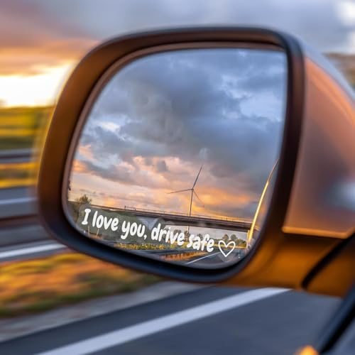LXUEJIE 16 Stück I Love You Drive Safe Aufkleber, Spiegelaufkleber Herz Rückspiegelaufkleber Vinyl Sticker Selbstklebender Auto Aufkleber Autozubehör Geschenk für Rückspiegel Autofenster (8 Farben)