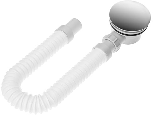 QWORK® Duschwannen Ablaufgarnitur 90mm mit Chrom Abdeckung und integriertem Geruchsstopp,Haarsieb