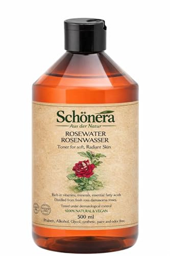 Schönera Reines Rosenwasser – 100 % natürliches Rosenhydrolat, Rosenwasser, traditionell über Holzfeuer destilliert, ohne Alkohol & Zusatzstoffe, für Gesicht, Haut & Haare