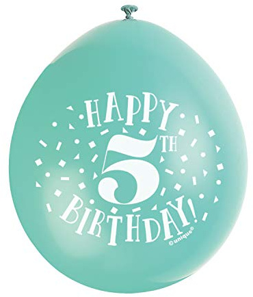 Happy 5th Birthday Assorted Colors Latex Balloons (22cm) Pack of 10 - Festive & Fun Party Decorations, Orange
