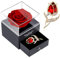 SWEETIME Red Rose Gift Box - Enchanted Real Rose with Ruby Brooch, Eternal Flower in Jewelry Box, Handmade Preserved Forever Gift for Her on Mother's Day, Anniversary