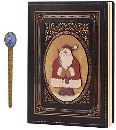 RUIXIA Vintage 3D Santa Notizbücher Tagebücher DIN A5 Hardcover geprägtes Reisetagebuch 100 leere weiße Seite Blankobuch schön handgefertigtes Buch als Geschenk oder als Travelers Notebook