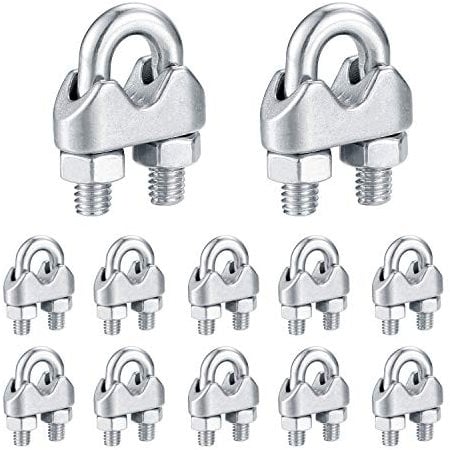 Morsetti per Cavo Acciaio, Morsetti Serracavo in Acciaio Inox, Clip per Cavi, Funi Metalliche, Cavo, Tenda, Palestra, Stendibiancheria - 12 Pz/M6
