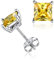 ChicSilver 925 damen Silber November Birthstone Ohrstecker Silber Quadrat Ohrstecker für Frauen Schmuck mit simuliertem gelbem Topas Stein