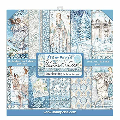 Stamperia SBBXS04 Extra kleiner Block 10 Blätt 15.24x15.24 (6x6) Double Face Winter Tales, Papier, Mehrfarbig