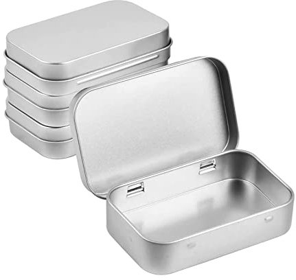 Helweet Metall-Aufbewahrungsbox, 4 Stück Tragbare Mini-Silberne Metallbox für Süßigkeiten, Schlüssel, Ohrringe und Mehr