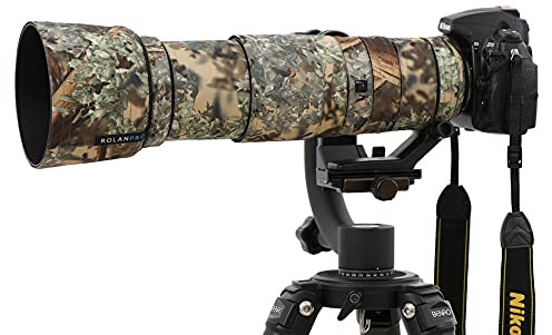 ROLANPRO Lens Cover Camouflage Rain Cover for Nikon AF-S 200-500mm f/5.6E FL ED VR Camera Lens Protection Sleeve Guns Case-#14 Green Jungle Waterproof