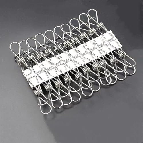 JIOUHM Wäscheklammern Edelstahl, 20 Stück Winddicht wäscheklammer für Klammern für Handtuch, Kleidung, Socken, Starke Metall-Clips mit Festem Griff für Wäsche, Vorhänge, Camping