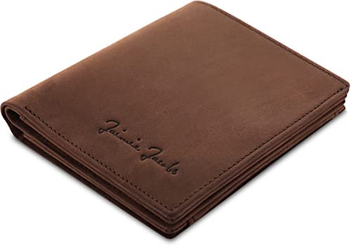 Jaimie Jacobs SLIMSTAR Geldbeutel dünne Geldbörse Leder Slim Wallet Hochformat Herren (Büffelleder Dunkelbraun)