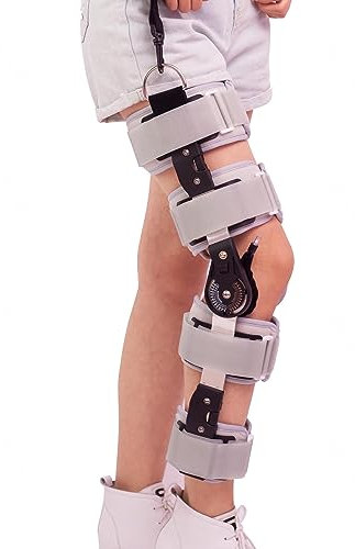 EvAnem Unisex Kniebandage, klappbar, Meniskusverletzungen, Verletzung der Bänder, Knieschoner zur Unterstützung von Arthritis, zur Schmerzlinderung, Winkelverstellung der Kniescheibe, fördert die