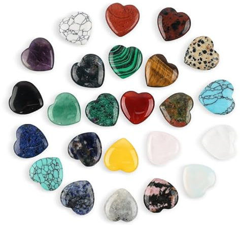 MIYUANGKJ Herzsteine Natürliche, 24 Stück Heilung Kristalle, Herz Liebe Steine Set, Glücksstein für Dekoration Kunsthandwerk, für Kristalltherapie Meditation Yoga Chakra