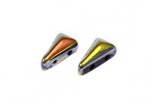 300pcs Vexolo 2-Loch-Dreiecksperlen 5 x 8 mm, Schwarzer Jet Vulkan (23980-28001), Böhmisches Kristall Glas, Tschechien 11109034 Großhandlespackung Vexolo 2-hole Triangle Beads