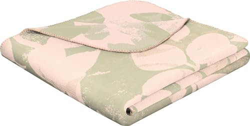 biederlack Wohndecke Soft Leaves Baumwollmischung grün/Rose Größe 150x200 cm