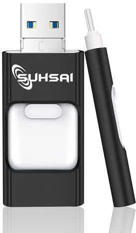 SUHSAI 4-in-1 USB Stick 512GB, USB 3.0 Stick, Speicherstick, Hochgeschwindigkeits-Pen-Laufwerk, Thumb Drive, Photo Stick Speed-Laufwerk für PC, Laptop, iPad, Android, Tablet (Schwarz)
