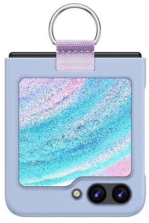 EASSGU Coque Skin-Touch avec Anneau Métallique pour Samsung Galaxy Z Flip7 FE/Z Flip6 (6.7) - Bleu Lavande.