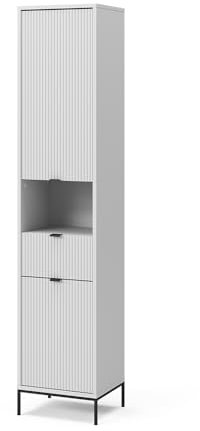 Vicco Meuble de Rangement de Salle de Bain Eliza, Blanc, 40 x 190 cm avec Portes, et tiroir