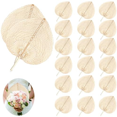 DTUIEUI Wall Decor Wooden Hand Fan, Bamboo Fan, Bamboo Fans Handheld, Handmade Hand Weaving Fan, Summer Home Wedding Party Wall Fan Decor, 20 Pieces Woven Bamboo Fans