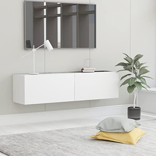FENLAX Armario de pared para salón, color blanco, 120 x 30 x 30 cm, material de madera, armario versátil con 2 compartimentos, dormitorio, baño, estantería, TV, armario colgante