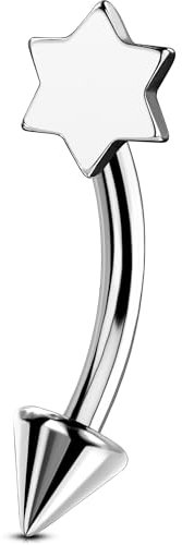 OUFER 16G Titan G23 Stern Rook Piercing Schmuck Innengewinde Daith Helix Earring Knorpel CZ Eyebrow Vertikal Labret Lip Bars Conch Ring Curved Barbell Tragus Damen 8 mm