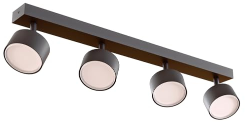 GX53 Deckenstrahler Aufputz Spot schwarz Ø80 mm – drehbar 310° & schwenkbar 90°, moderne LED Lampenfassung, verstellbare Deckenleuchte für Wohnzimmer, Küche, Flur, Büro (Vierfach)