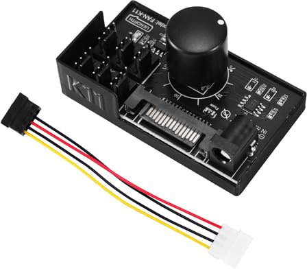Controller Ventola PWM Binghe Controller Ventola PWM con Splitter da 1 a 6 12V 4 Pin y Cavo, Hub per Ventole PC con Connettori di Alimentazione SATA e DC 5525 Supporta 6 ventole