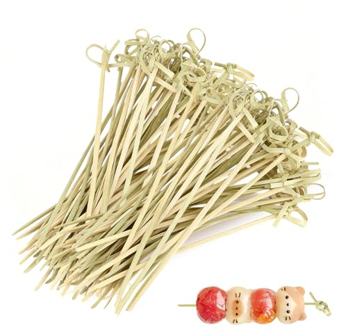 400 Pcs Cocktail Sticks, Natural Bamboo Skewers 9 cm Canape Sticks Cocktail Picks with Twisted Ends for Party Drinks Fruits Sandwiches