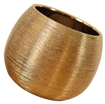 NIYANGLE Pot à Succulentes Rond Plaqué Or en Céramique, Moderne | Simple, Élégant, pour Bureau et Maison, Auto-absorbant, , Résistant à Déformation