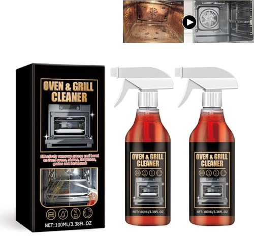 2PCS Oven and Grill Cleaning Spray, Oven Cleaner Heavy Duty Spray, Air Fryer Cleaner Heavy Duty, Stainless Steel Cleaner & Degreaser for Microwave, Air Fryer, Cookers, Hoods, Grills