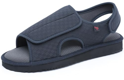 Wizeny Zapatos Diabéticos Hombre Zapatos Ortopédica Respirable Ajustable Sandalias de rehabilitación Extra Anchas para Artritis Edema hinchados,Azul,44 EU