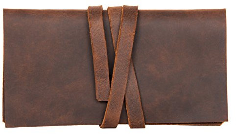 hecho. Leder Tabaktasche Rodrigo (Dark Wood) | Handmade | Blättchen Fach 2X kurz | Tabakbeutel für 30 g Drehtabak, Filter, Tabakbefeuchter | Tasche für Tabak und Tabakstein | Männer und Frauen