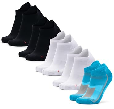DANISH ENDURANCE Low-Cut Sportsocken (Mehrfarbig (1 x Karibik Blau/Grau, 2 x Schwarz, 2 x Weiß) - 5 Paare, EU 35-38)