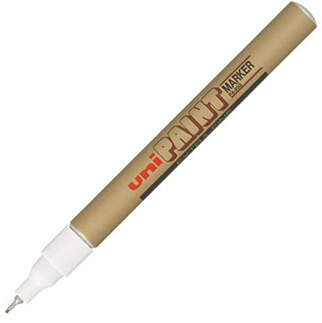 PX-203 UNI-Ball Paint Marker Bullet TIP FINE Point (0.8mm) Oil Based - Silver/White/Gold (Pack of 1 Gold)