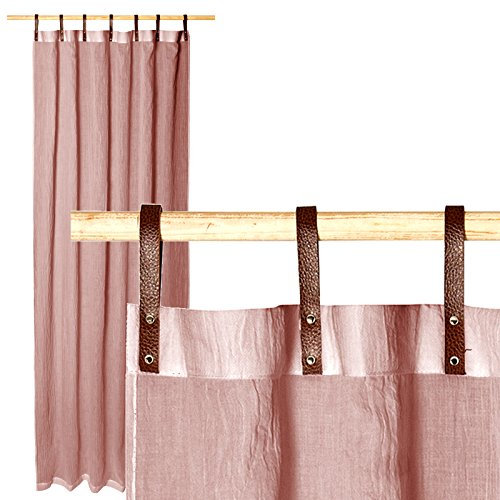 JEMIDI Vorhang transparent 135x245cm - Gardine mit Schlaufen aus Kunstleder - Schlaufenschal lang für Wohnzimmer Schlafzimmer - Vintage Look - Altrosa