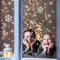 Fensterbild Weihnachten 50 Schneeflocken und Punkte weiß – WIEDERVERWENDBARE Fensteraufkleber
