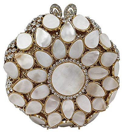 Santimon Damen-Abend Handtasche Glitzer-Clutch Steine Abendtasche Diamant Hochzeit Party Tasche Luxus Gold