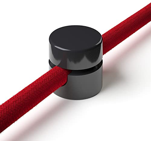 3x Stück - Zweiteilige Affenschaukel für Textilkabel, Aufputz-Kabelhalter für Lampe, Schwarz