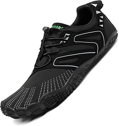 SAGUARO Barfußschuhe Herren Damen Minimalistische Traillaufschuhe Indoor Outdoor Fitnessschuhe,59 Schwarz,38