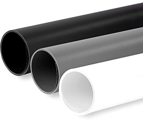 Selens Fondale in PVC vinile per fotografia e video, set per studio fotografico, piatto, per shooting di cibo e prodotti, 80 x 150 cm, bianco, nero, grigio