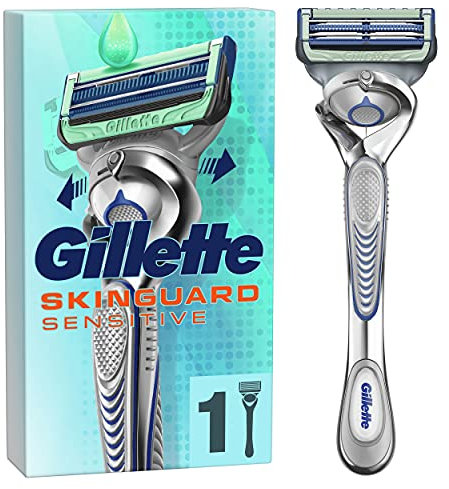 Gillette SkinGuard Sensitive Nassrasierer Herren, Rasierer + 1 Rasierklinge mit Flexgriff und Hautschutz, Geschenk Männer