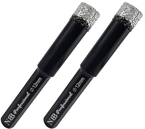 NBB Brocas de diamante con vástago hexagonal,corona diamante para taladrar en seco en porcelana, cerámica, baldosas, granito, azulejo, meyor en húmedo, en taladros de cable o sin cable (2, 12mm)