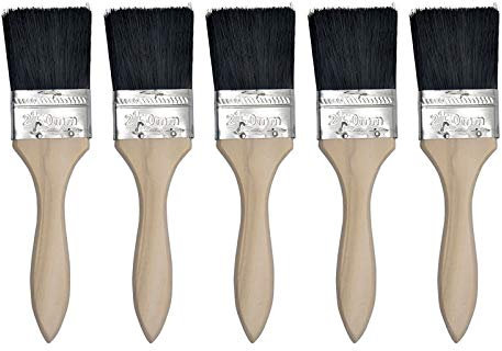 5Pcs Paint Brushes Decorating Set, 1 / 1.5 / 2 Disposable Pure Bristles Paintbrush Painting Tools Art Supplies